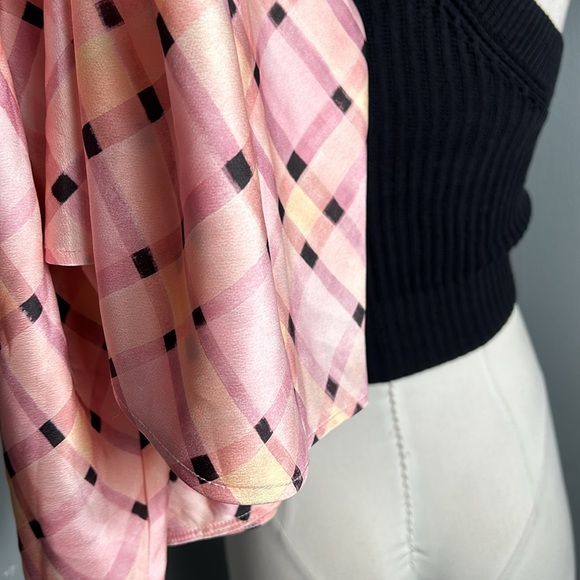 Topshop check midi bias slip skirt in pink size 2 - Picture 16 of 16